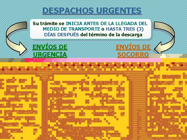 DESPACHOS URGENTES Su trámite se INICIA ANTES DE LA LLEGADA DEL MEDIO DE TRANSPORTE