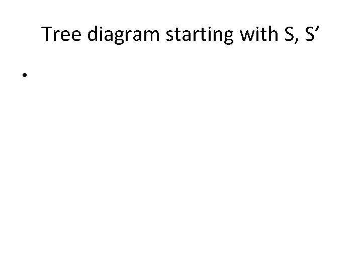 Tree diagram starting with S, S’ • 