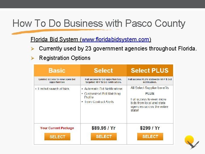 How To Do Business with Pasco County Florida Bid System (www. floridabidsystem. com) Ø