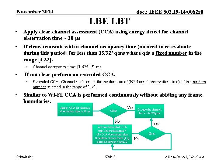 November 2014 doc. : IEEE 802. 19 -14/0082 r 0 LBE LBT • Apply