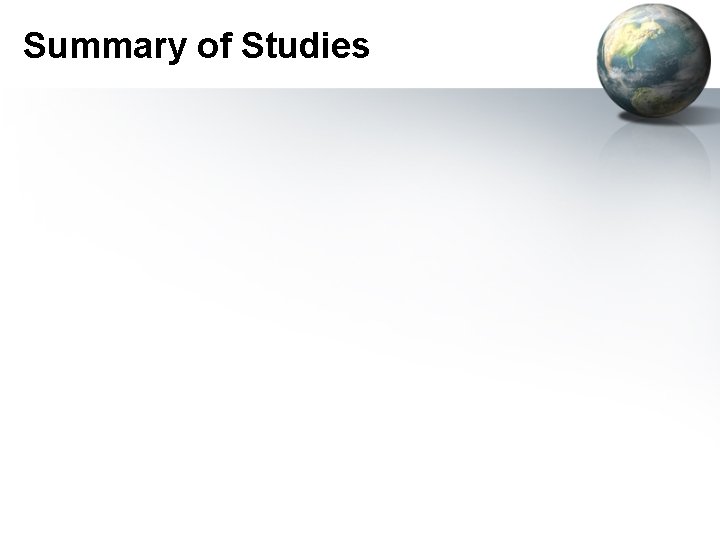 Summary of Studies 