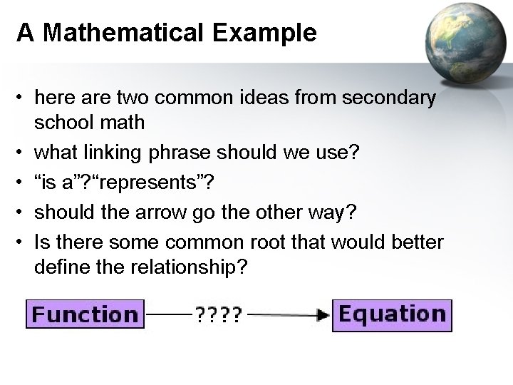 A Mathematical Example • here are two common ideas from secondary school math •