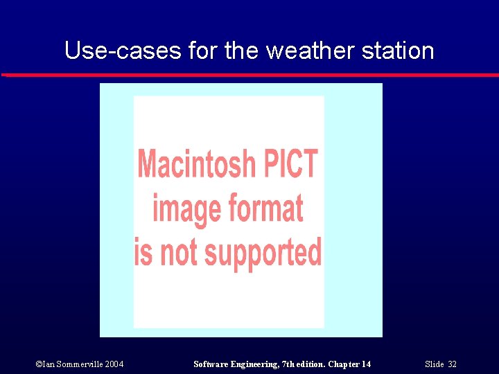 Use-cases for the weather station ©Ian Sommerville 2004 Software Engineering, 7 th edition. Chapter