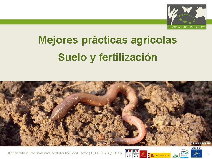 Mejores prácticas agrícolas Suelo y fertilización © pictures: pixabay Funded by Biodiversity in Standards