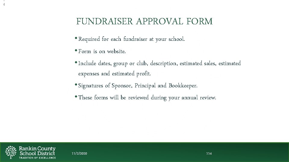 1 4 FUNDRAISER APPROVAL FORM • Required for each fundraiser at your school. •