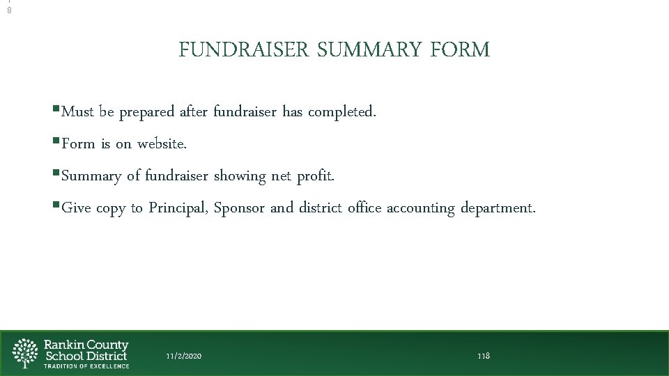 1 8 FUNDRAISER SUMMARY FORM §Must be prepared after fundraiser has completed. §Form is