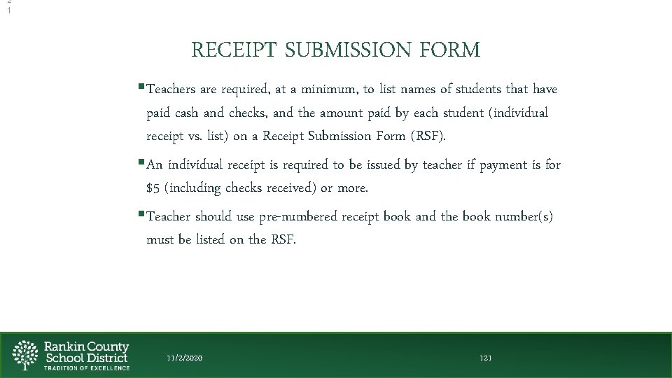 2 1 RECEIPT SUBMISSION FORM §Teachers are required, at a minimum, to list names