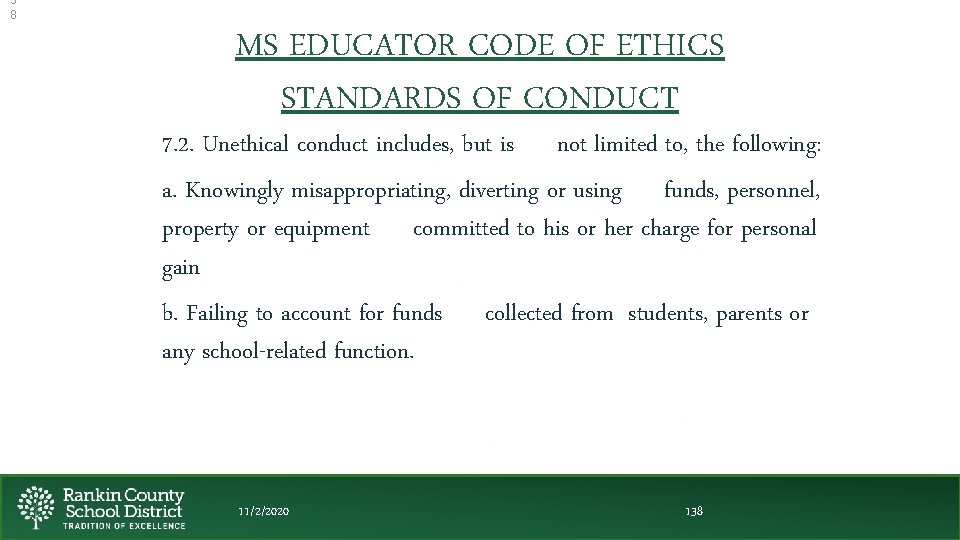 3 8 MS EDUCATOR CODE OF ETHICS STANDARDS OF CONDUCT 7. 2. Unethical conduct