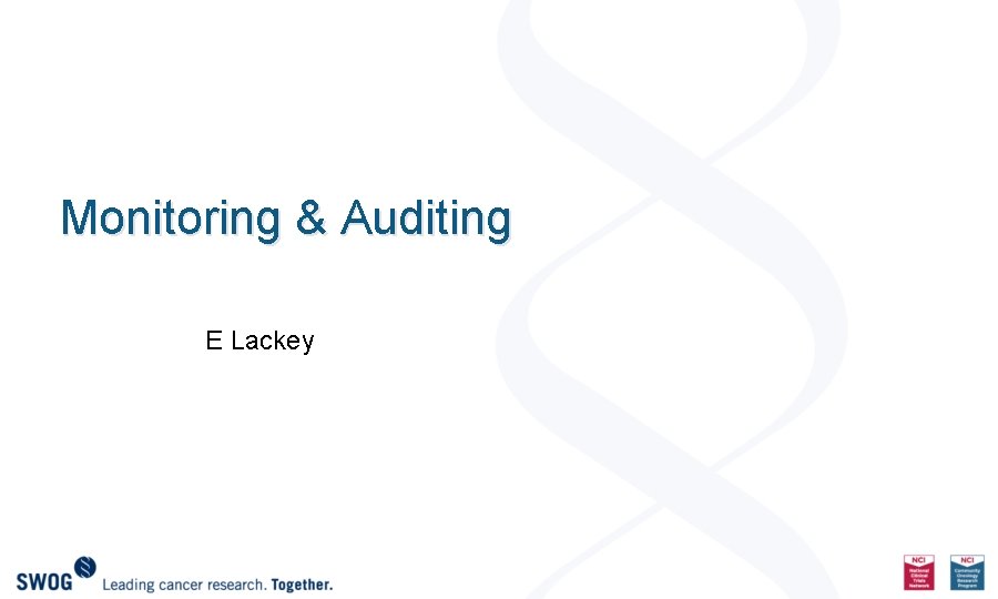 Monitoring & Auditing E Lackey 