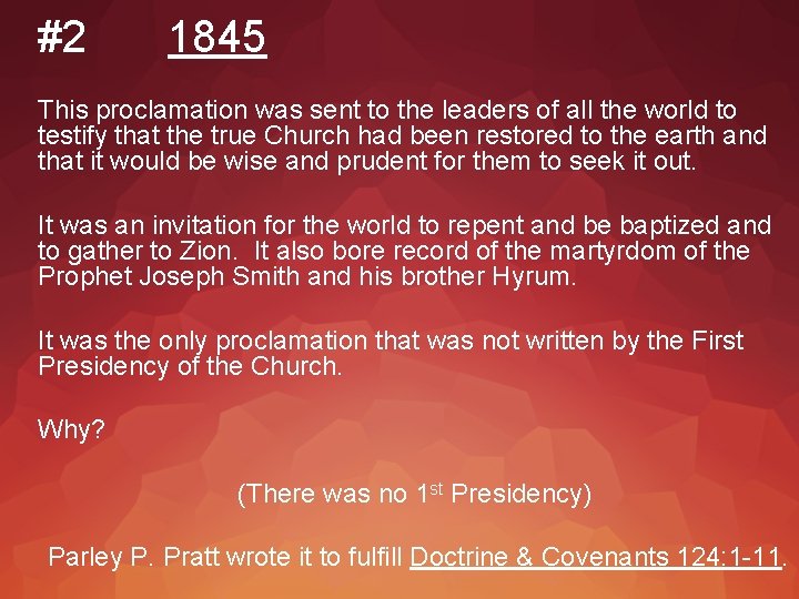 #2 1845 This proclamation was sent to the leaders of all the world to