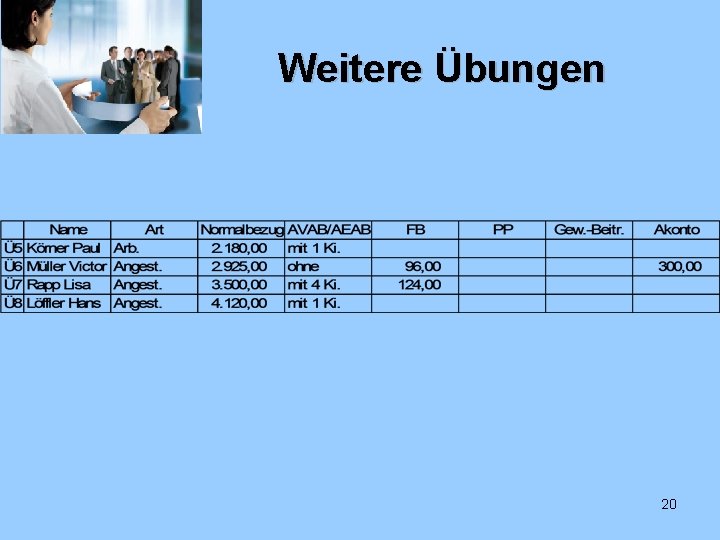 Weitere Übungen 20 