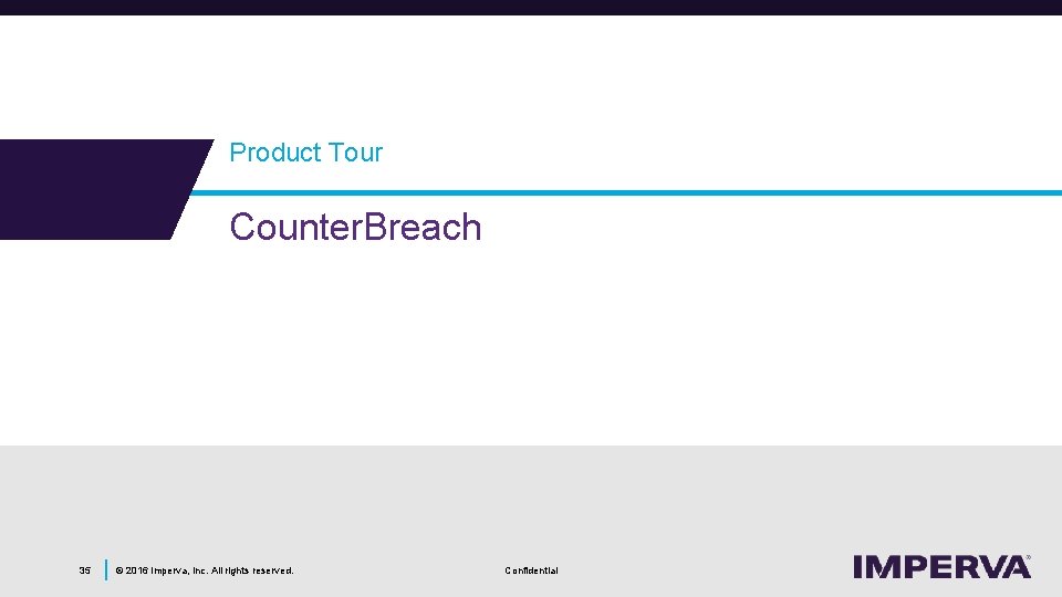 Product Tour Counter. Breach 35 © 2016 Imperva, Inc. All rights reserved. Confidential 