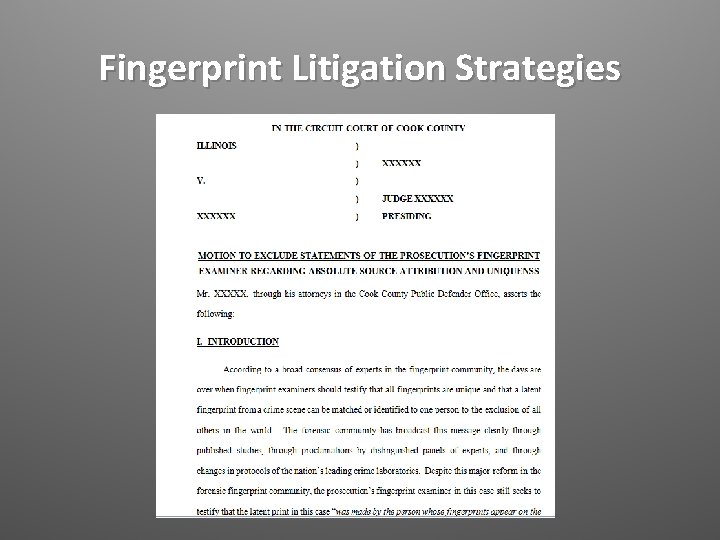 Fingerprint Litigation Strategies 