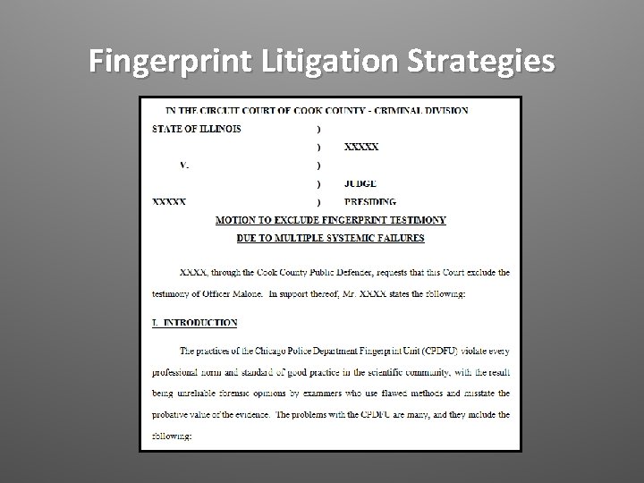 Fingerprint Litigation Strategies 