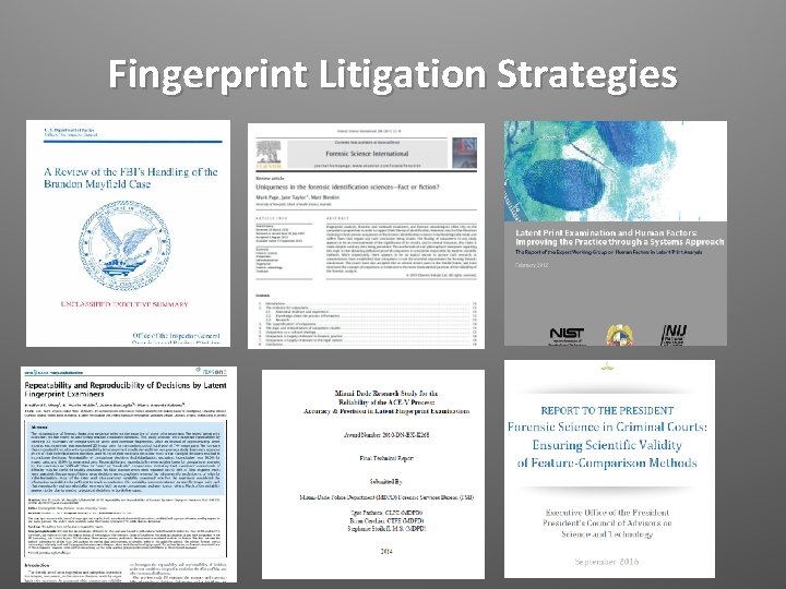 Fingerprint Litigation Strategies 