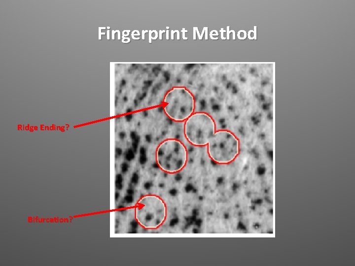 Fingerprint Method Ridge Ending? Bifurcation? 