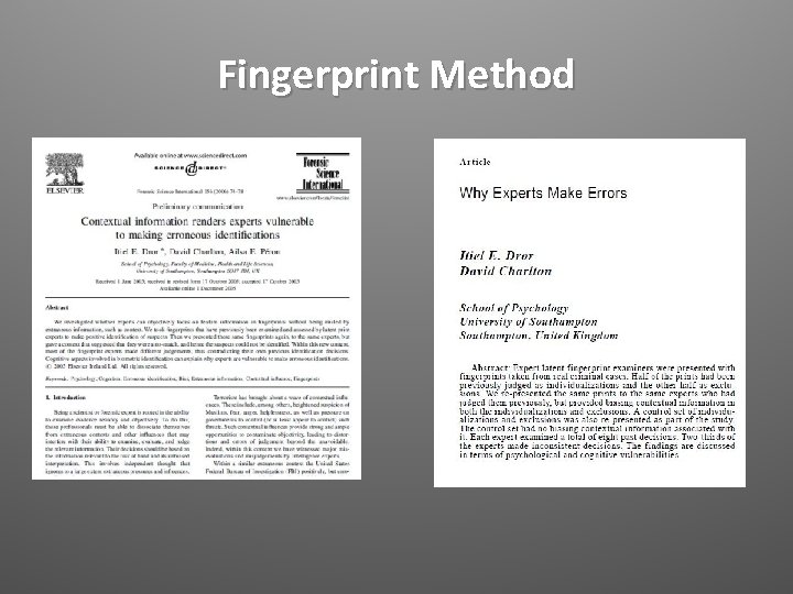 Fingerprint Method 