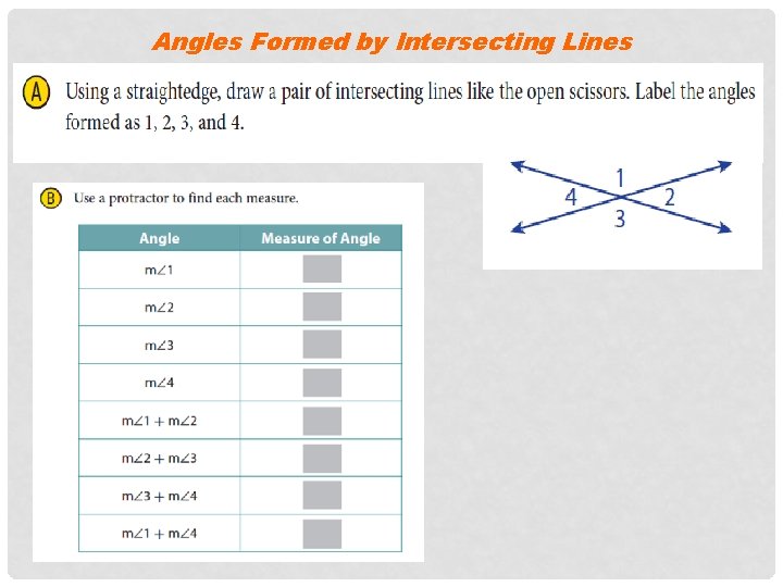 Angles Formed by Intersecting Lines 