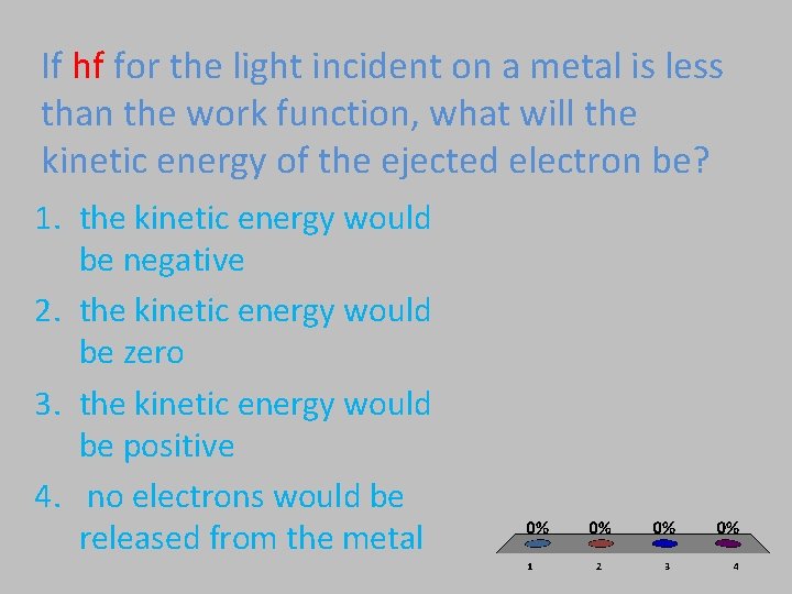 If hf for the light incident on a metal is less than the work