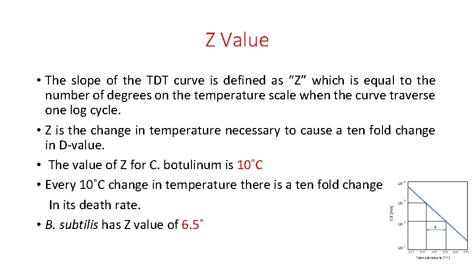 Z Value • The slope of the TDT curve is defined as “Z” which