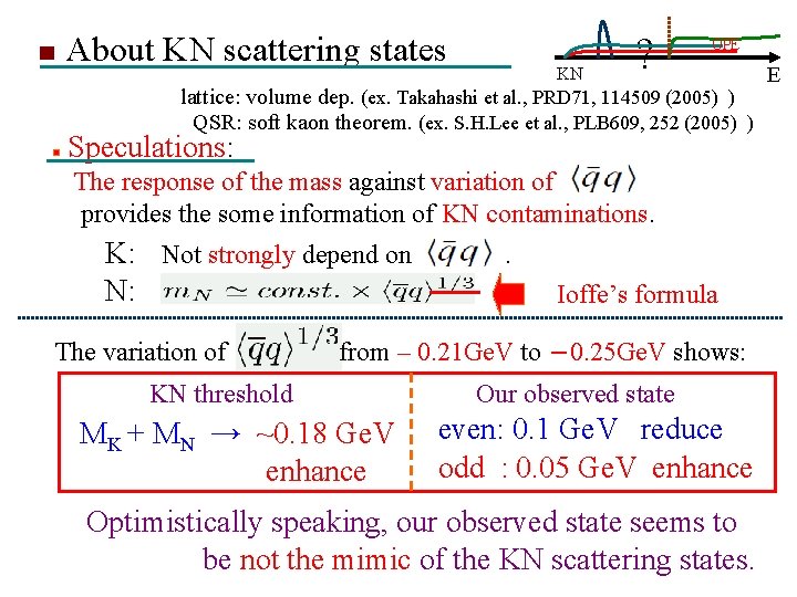 About KN scattering states KN ? OPE lattice: volume dep. (ex. Takahashi et al.