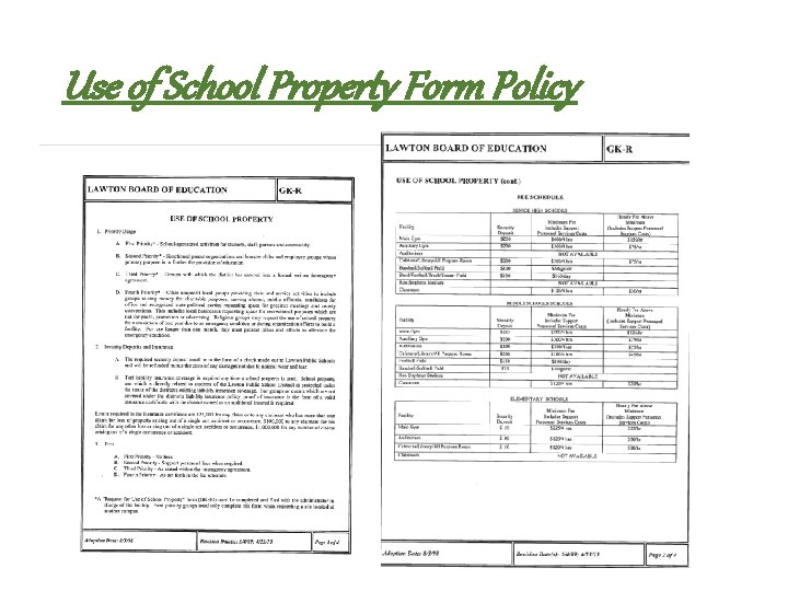 Use of School Property Form Policy 