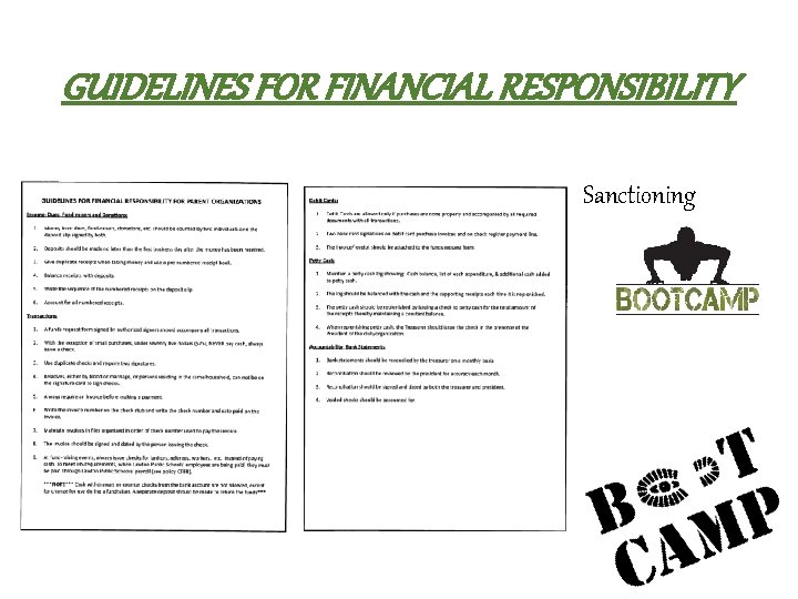 GUIDELINES FOR FINANCIAL RESPONSIBILITY Sanctioning 