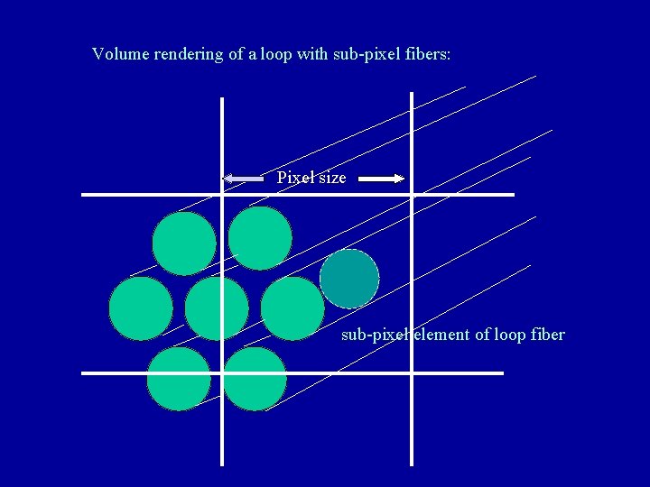 Volume rendering of a loop with sub-pixel fibers: Pixel size sub-pixel element of loop