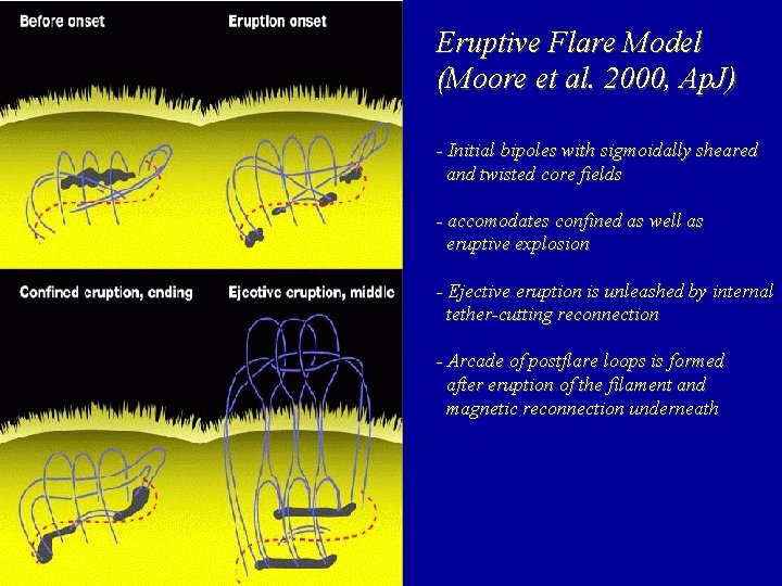 Eruptive Flare Model (Moore et al. 2000, Ap. J) - Initial bipoles with sigmoidally