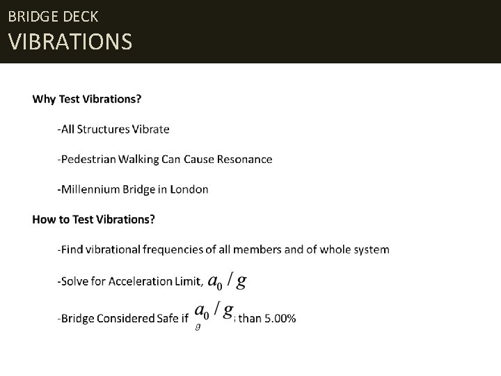 BRIDGE DECK VIBRATIONS 