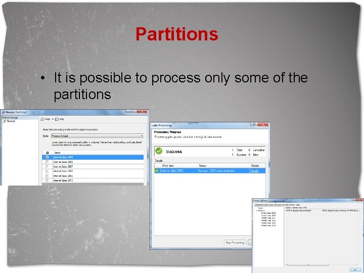 Partitions • It is possible to process only some of the partitions 