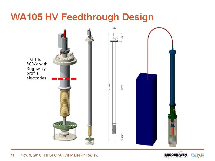 WA 105 HV Feedthrough Design HVFT for 300 k. V with Rogowsky profile electrodes