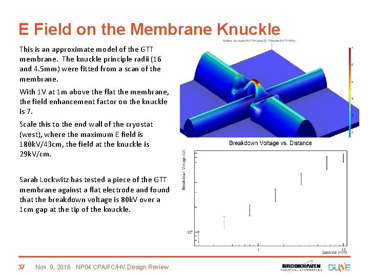 E Field on the Membrane Knuckle This is an approximate model of the GTT