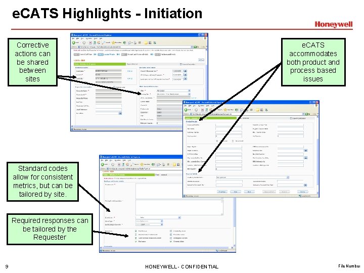e. CATS Highlights - Initiation Corrective actions can be shared between sites e. CATS