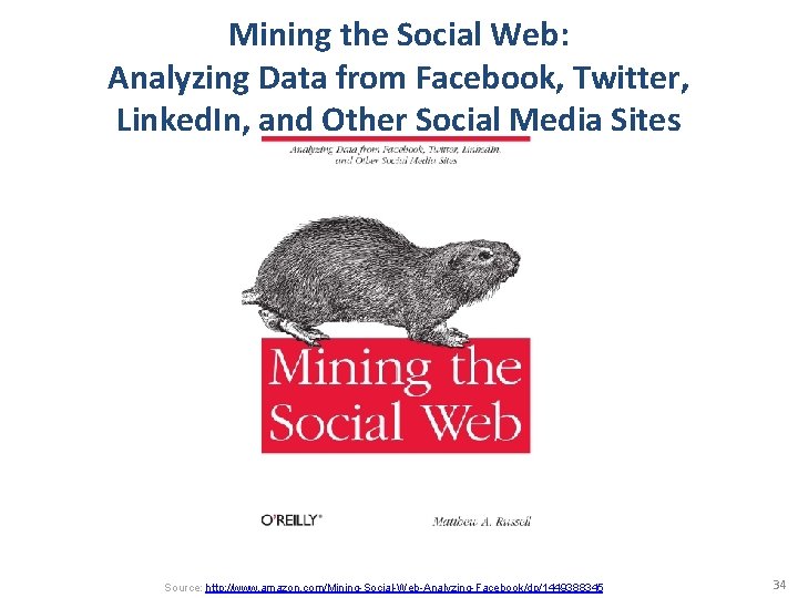 Mining the Social Web: Analyzing Data from Facebook, Twitter, Linked. In, and Other Social
