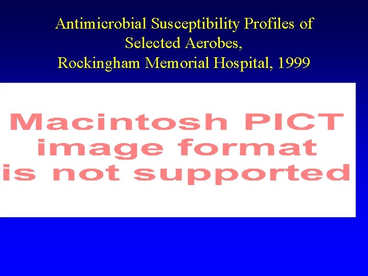 Antimicrobial Susceptibility Profiles of Selected Aerobes, Rockingham Memorial Hospital, 1999 