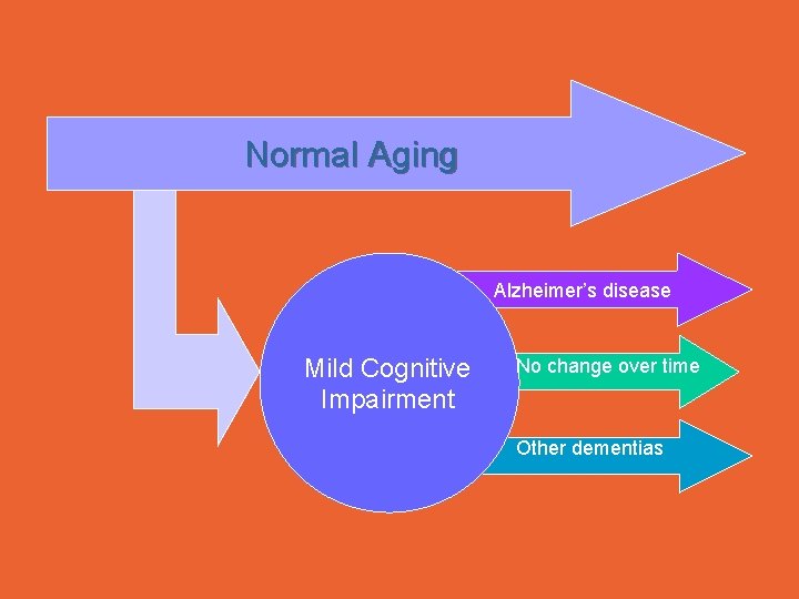 Normal Aging Alzheimer’s disease Mild Cognitive Impairment No change over time Other dementias 