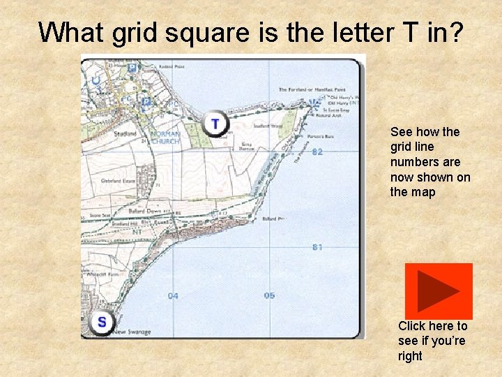 What grid square is the letter T in? See how the grid line numbers