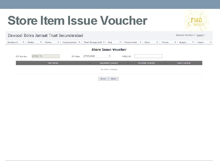 Store Item Issue Voucher 