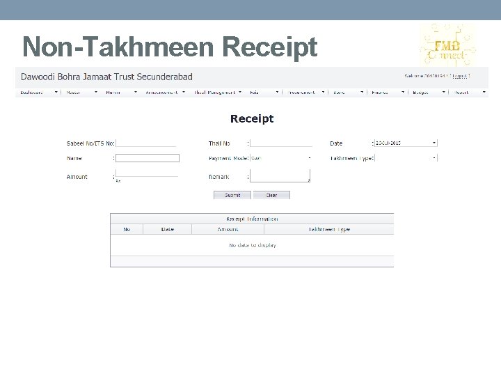 Non-Takhmeen Receipt 