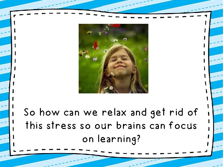 So how can we relax and get rid of this stress so our brains