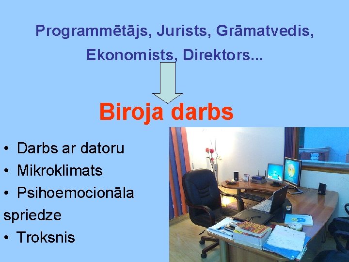 Programmētājs, Jurists, Grāmatvedis, Ekonomists, Direktors. . . Biroja darbs • Darbs ar datoru •