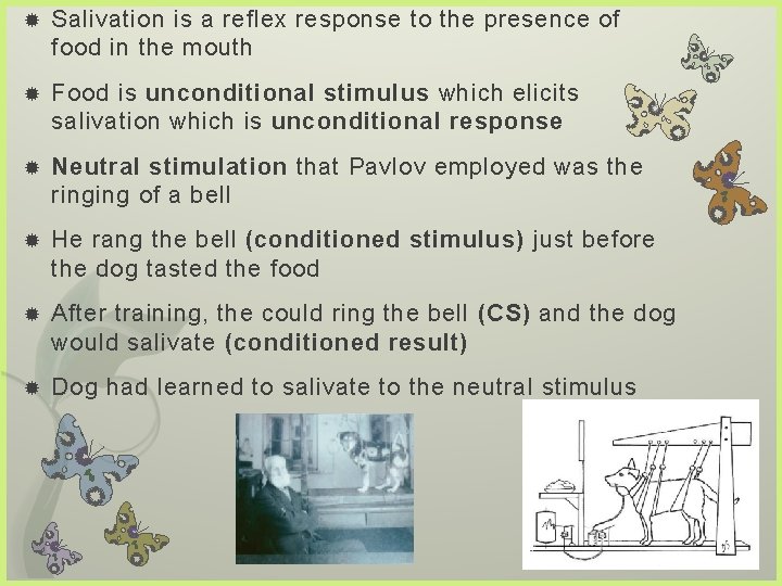  Salivation is a reflex response to the presence of food in the mouth