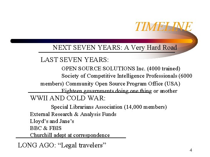 TIMELINE NEXT SEVEN YEARS: A Very Hard Road LAST SEVEN YEARS: OPEN SOURCE SOLUTIONS TIMELINE NEXT SEVEN YEARS: A Very Hard Road LAST SEVEN YEARS: OPEN SOURCE SOLUTIONS