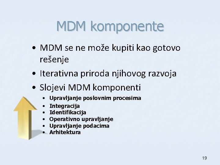 MDM komponente • MDM se ne može kupiti kao gotovo rešenje • Iterativna priroda