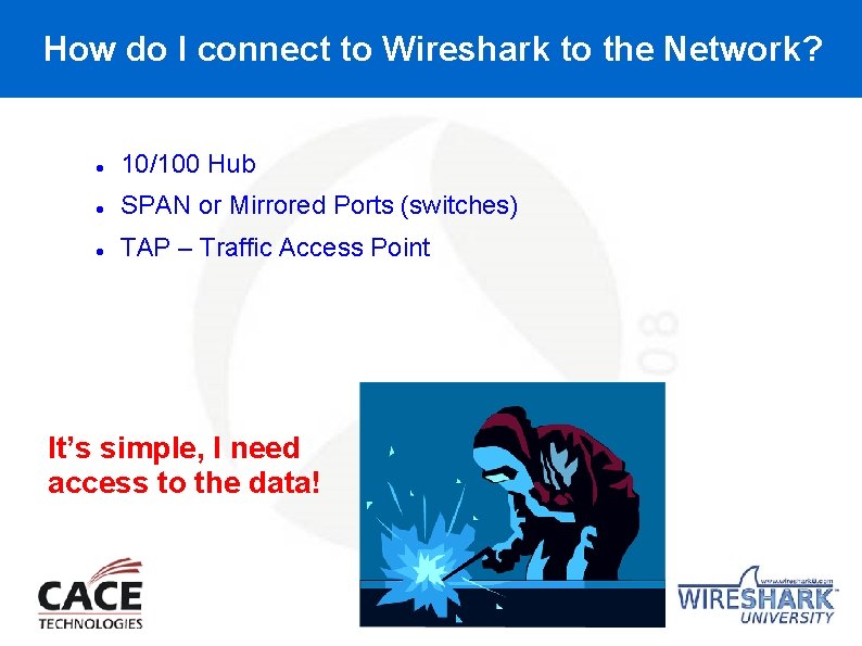 How do I connect to Wireshark to the Network? 10/100 Hub SPAN or Mirrored