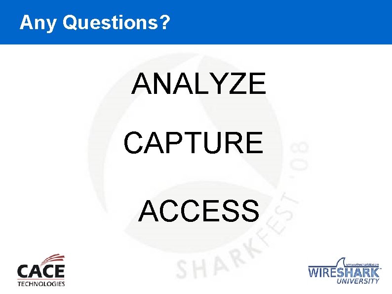 Any Questions? ANALYZE CAPTURE ACCESS 