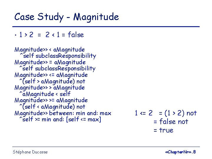Case Study - Magnitude • 1 > 2 = 2 < 1 = false