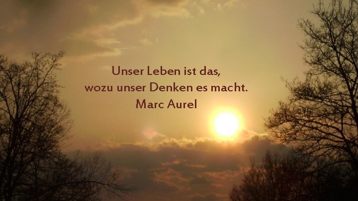 Unser Leben ist das, wozu unser Denken es macht. Marc Aurel 