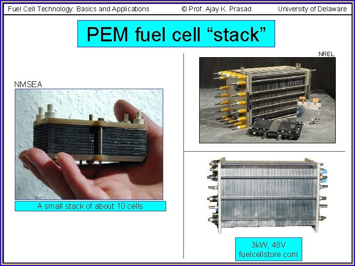 Fuel Cell Technology: Basics and Applications © Prof. Ajay K. Prasad University of Delaware